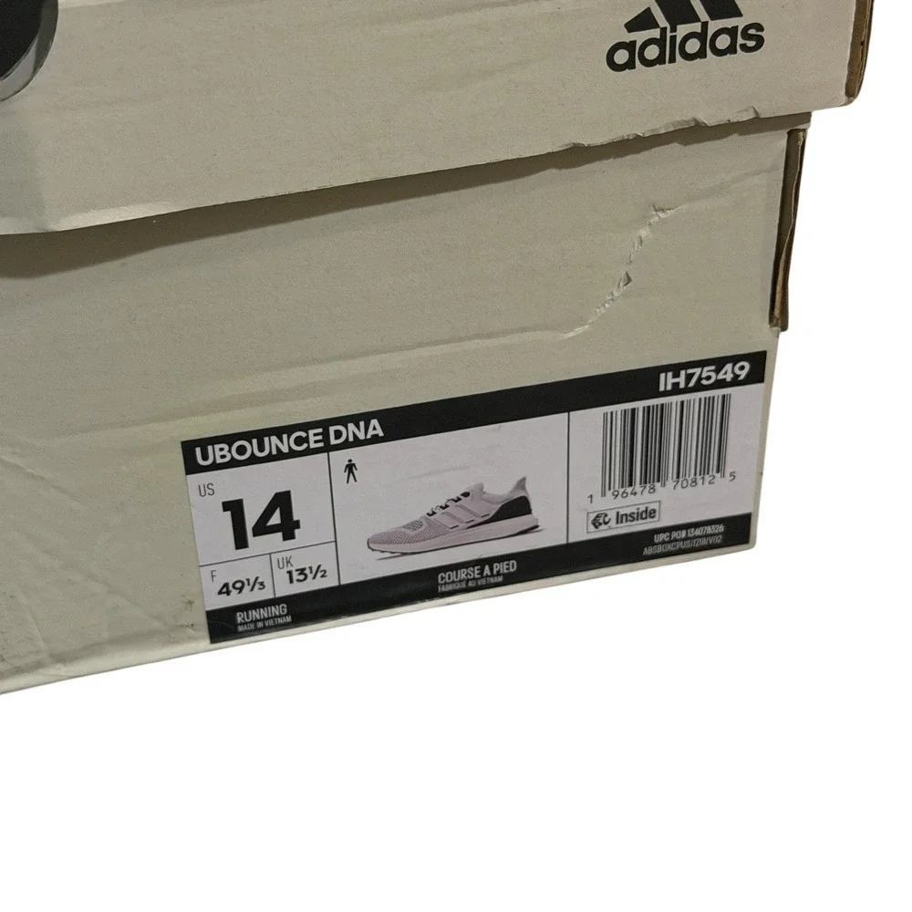 adidas UBOUNCE DNA Running Shoes Men Size 14 White Black New IH7549
